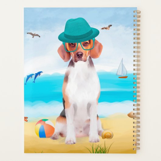 Beagle Dog op strand Planner (Achterkant)