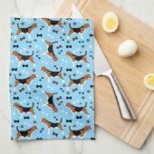 Beagle Dog Pattern Pawprints Botten Theedoek (Quarter Fold)