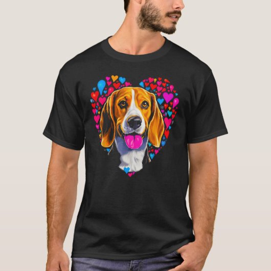 Beagle Dog Red Heart T-shirt (Voorkant)