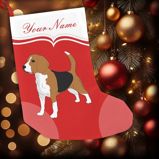 Beagle Dog Red Solid gepersonaliseerd Kleine Kerstsok