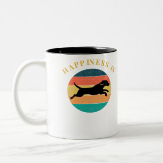 Beagle Dog Retro Happiness is voor mannen Tweekleurige Koffiemok