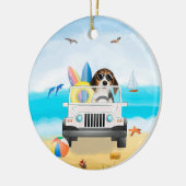 beagle Dog Rijden op strand Keramisch Ornament (Links)