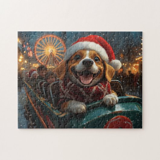 Beagle Dog Roller Onderzetter Kerst Legpuzzel (Horizontaal)