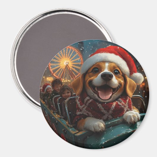 Beagle Dog Roller Onderzetter Kerst Magneet (Voorkant / Achterkant)