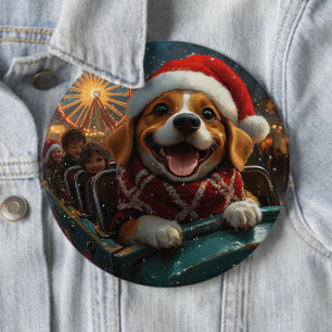 Beagle Dog Roller Onderzetter Kerst Ronde Button 6,0 Cm