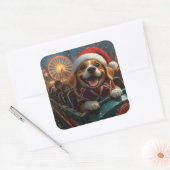 Beagle Dog Roller Onderzetter Kerst Vierkante Sticker (Envelop)