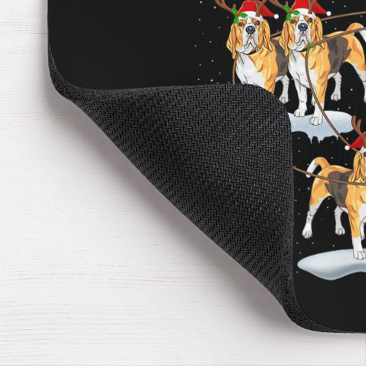 Beagle Dog Santa Sleigh Flying Funny Magical Chris Muismat (Hoek)