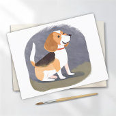 Beagle Dog | Schattigee Pet Dog Puppy Waterverf Briefkaart