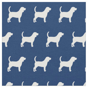 Beagle Dog Silhouette Pet Navy Blue Stof