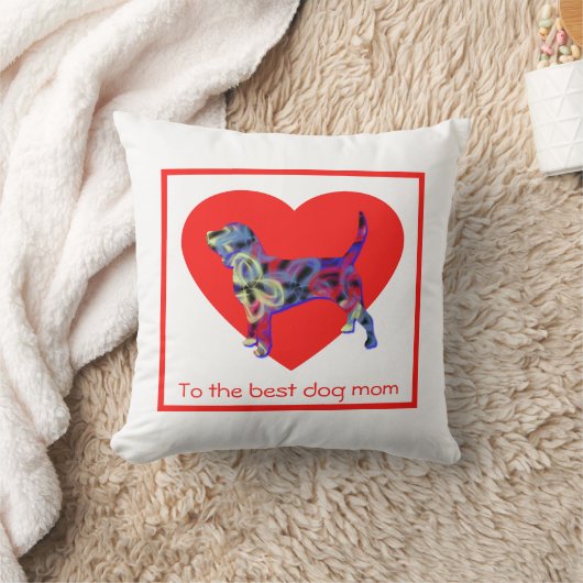 Beagle Dog Silhouette Red Heart Moederdag Kussen (Deken)