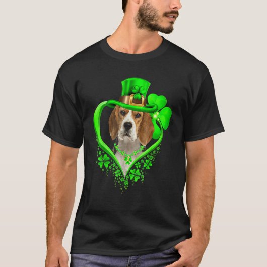 Beagle Dog St Patricks Day Lover Irish Shamrock T-shirt (Voorkant)