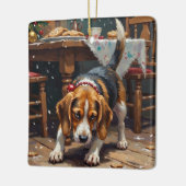 Beagle Dog Tracking Gingerbread Christmas Fun Art Keramisch Ornament (Links)