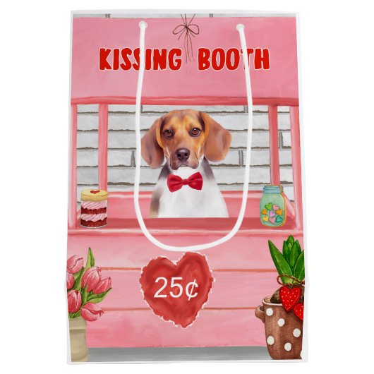Beagle Dog Valentijnsdag Kissing Booth Medium Cadeauzakje (Achterkant)