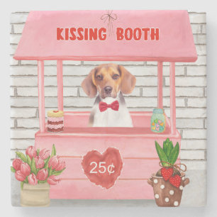 Beagle Dog Valentijnsdag Kissing Booth Stenen Onderzetter