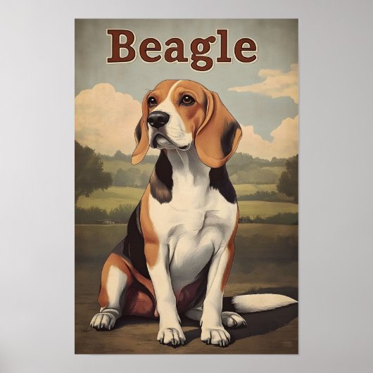 Beagle Dog Vintage Art Poster (Voorkant)