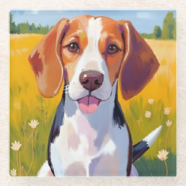 Beagle Dog Watercolor Pet Painting Glazen Onderzetter