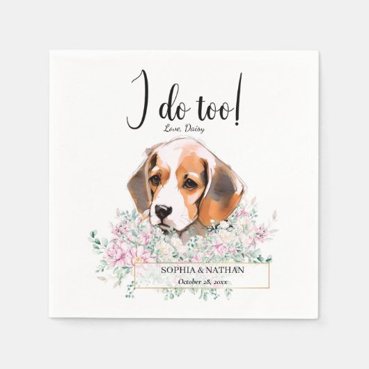 Beagle Dog Wedding Cocktail Napkins Servet (Voorkant)