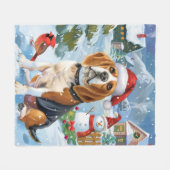 Beagle Dog Winter Wonderland Kerstvreugde Fleece Deken (Voorkant (Horizontaal))