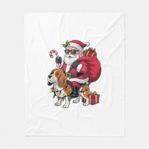 Beagle Dog Xmas Verlichting Santa Riding Beagle Ch Fleece Deken