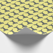 Beagle Dog Yellow & Black Grid Line Yellow Cadeaupapier (Hoek)