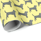 Beagle Dog Yellow & Black Grid Line Yellow Cadeaupapier (Rol Hoek)