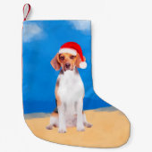 Beagle Dog Zittend Op Strand Kerst Pet Kleine Kerstsok (Voorkant)