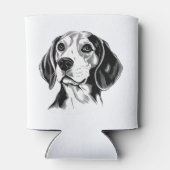 Beagle Dog Zwart-wit Omtrek Silhouet Blikjeskoeler (Achterkant)