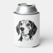 Beagle Dog Zwart-wit Omtrek Silhouet Blikjeskoeler (Blikje Achterkant)
