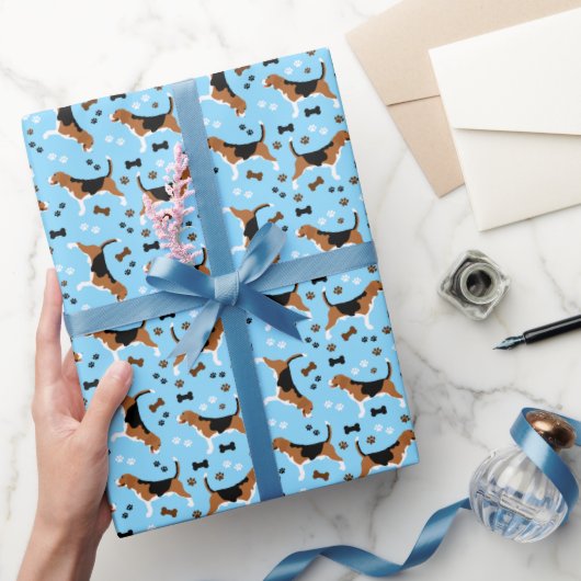 Beagle Dogs Beagles Blue Cadeaupapier (Geschenken)