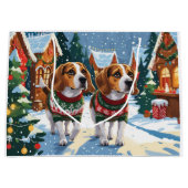 Beagle Dogs Christmas Snow Holiday Groot Cadeauzakje (Voorkant)