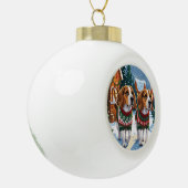 Beagle Dogs Christmas Snow Holiday Keramische Bal Ornament (Links)