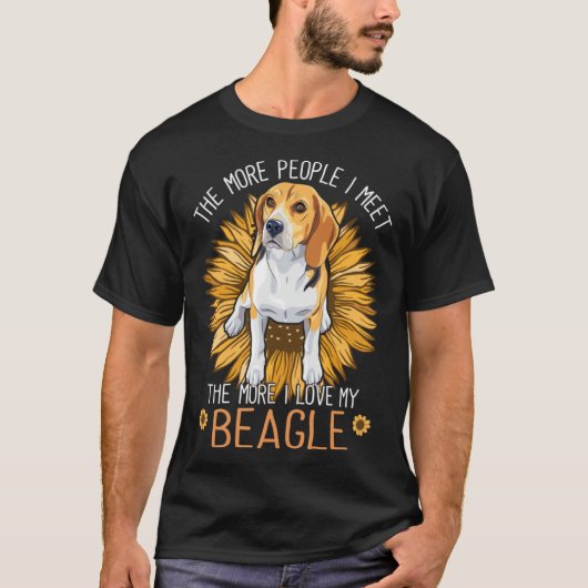 Beagle Dogs I Love My Beagle Floral Sunflower T-shirt (Voorkant)