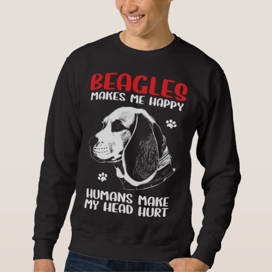 Beagle Dogs Makes Me Happy Beagle Trui (Voorkant)