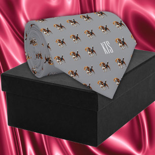 Beagle Dogs Patroon Monogrammed Dierenarts Stropdas