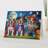Beagle Dogs Pumpkin Halloween Grappig Kaart (Voorkant)