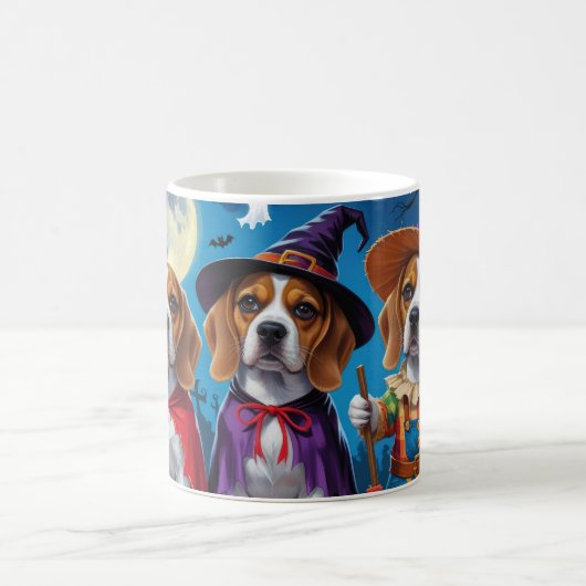 Beagle Dogs Pumpkin Halloween Grappig Koffiemok (Center)
