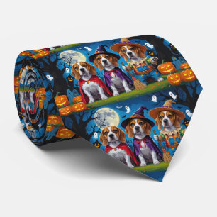 Beagle Dogs Pumpkin Halloween Grappig Stropdas