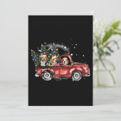Beagle Dogs Ride Red Truck kerstcadeaus Aankondiging (Staand voorkant)