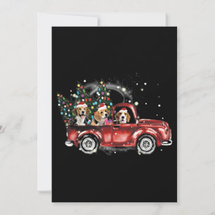 Beagle Dogs Ride Red Truck kerstcadeaus Aankondiging