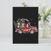 Beagle Dogs Ride Red Truck kerstcadeaus RSVP Kaartje (Staand voorkant)