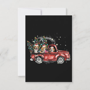 Beagle Dogs Ride Red Truck kerstcadeaus RSVP Kaartje