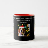 Beagle en chapeau à Santa sur tasse de café (Centre)