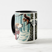 Beagle en eekhoorn Christmas Coffee Mok Cup (Voorkant links)