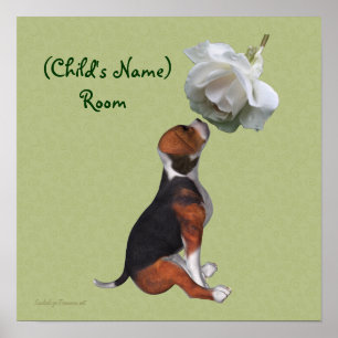 Beagle Et Rose Salle Enfants Poster Personnalisé