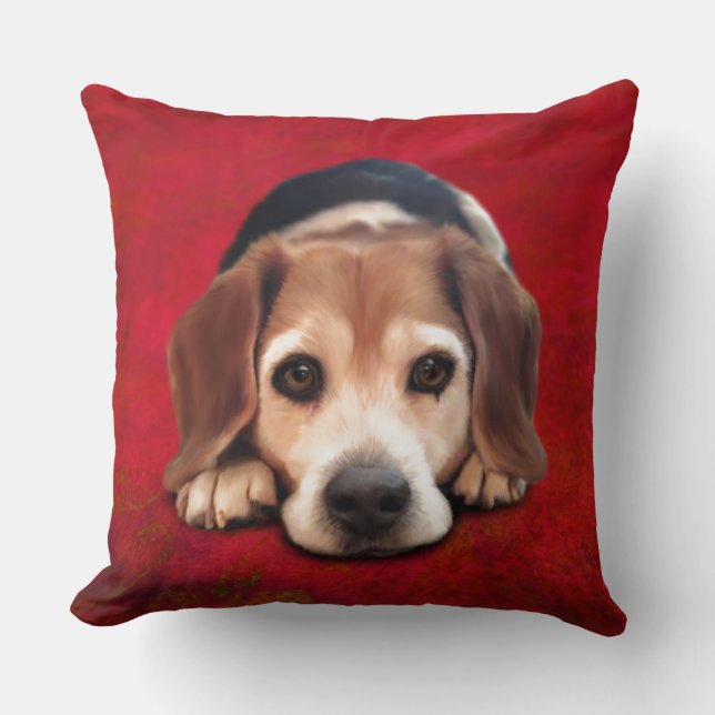 Beagle Fine Art Dog Art Painting Kussen (Voorkant)