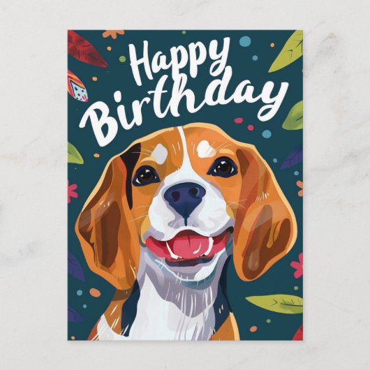 Beagle Gefeliciteerd  Briefkaart (Voorkant)