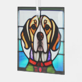 Beagle "Glas in lood" Glas Ornament (Voorkant links)
