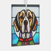 Beagle "Glas in lood" Glas Ornament (Voorkant Rechts)