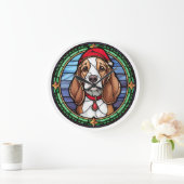 Beagle Glas in lood Kerst Grote Klok (Huis)
