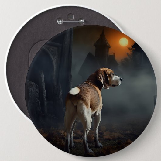 Beagle Halloween eng Ronde Button 6,0 Cm (Voorkant /achterkant)